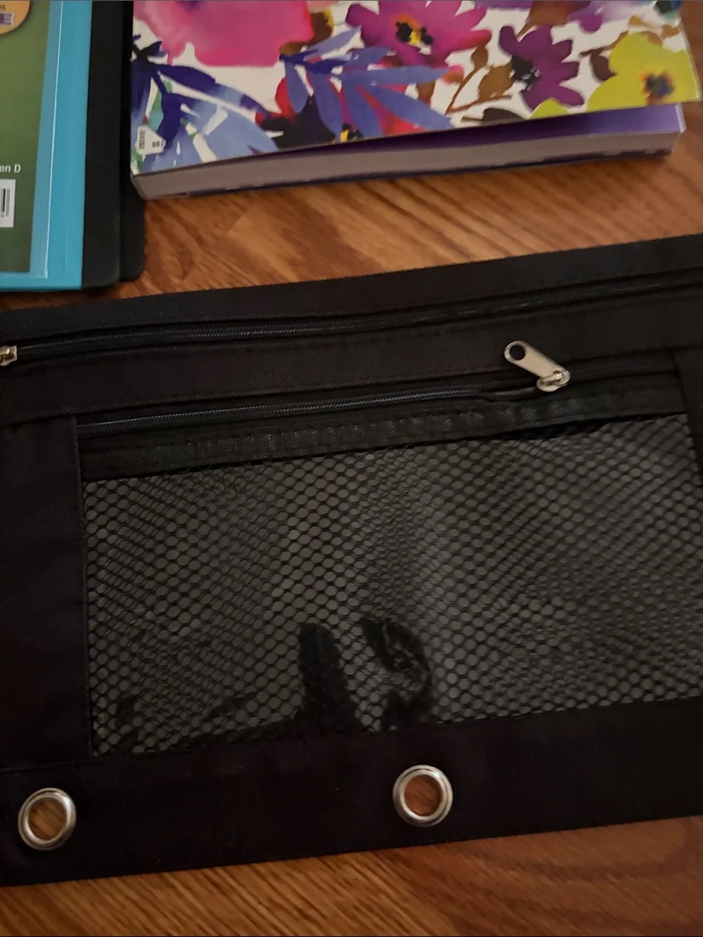 Staple Black Zippered Mesh Binder Pouch with Grommets
